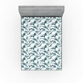 thumbnail image 1 of Ambesonne Exotic Fitted Sheet, Grungy Tropical Leaf Pattern, Full Size, Ivory and Slate Blue, 1 of 5