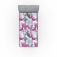 thumbnail image 1 of Ambesonne Exotic Fitted Sheet, Monstera Leaves Ethnic Bird, Twin XL Size, Magenta Cadet Blue Plum, 1 of 5