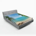 thumbnail image 1 of Ambesonne Exotic Fitted Sheet, Panoramic View Beach, Full Size, Pale Brown Turquoise, 1 of 3