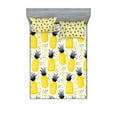 thumbnail image 1 of Ambesonne Exotic Fitted Sheet & Pillow Sham Set, Tropic Coastal Theme, Full, Yellow Grey Black, 1 of 2