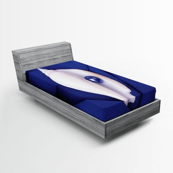 Ambesonne Exotic Fitted Sheet, Shell with Pearl Ocean, Twin XL Size, Blue White