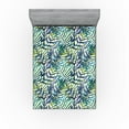 thumbnail image 1 of Ambesonne Exotic Fitted Sheet, Tropical Leaves Branches, California King, Teal Apple Green Plum, 1 of 5