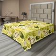 thumbnail image 1 of Ambesonne Exotic Flat Sheet, Avocados Dragon Fruit Guava, King Size, Pastel Yellow Olive Green, 1 of 1