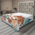 thumbnail image 1 of Ambesonne Exotic Flat Sheet, Orchids Blossoms Floral, Full Size, Orange and Teal, 1 of 1