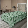 thumbnail image 1 of Ambesonne Exotic Flat Sheet, Scattered Palm Leaves Design, TwinXL Size, Laurel Green Fern Green, 1 of 1