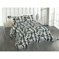 thumbnail image 1 of Ambesonne Exotic Jungle Life Quilted Coverlet 3 Pcs, Modern Boho Moth, King Size, Champagne and Dark Sky Blue, 1 of 1