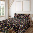 thumbnail image 1 of Ambesonne Exotic Life Fitted & Flat Sheet with Sham 3 Pcs Set, Summer Jungle Greenery, Twin XL, Sea Blue Magenta Mustard, 1 of 1