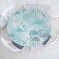 thumbnail image 1 of Ambesonne Exotic Life Fitted Round Tablecloth, Boho Vibe Flamingo Leaf, 36"- 40" Diameter, Dark Cadet Blue Off White, 1 of 5