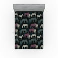 thumbnail image 1 of Ambesonne Exotic Life Fitted Sheet, Wild Zebra Tiger Jungle, King Size, Charcoal Grey Pale Ruby, 1 of 5