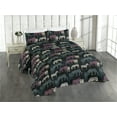 thumbnail image 1 of Ambesonne Exotic Life Quilted Bedspread Set 3 Pcs, Wild Zebra Tiger Jungle, King, Charcoal Grey Pale Ruby, 1 of 4