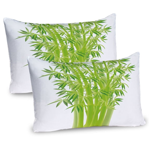 Ambesonne Exotic Pillow Sham 2 Pack, Asian Boho Tree Print Art, 30"x20", Lime Green