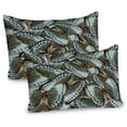 thumbnail image 1 of Ambesonne Exotic Pillow Sham 2 Pack, Butterflies Jungle Queen, 36"x20", Almond Green Black, 1 of 3
