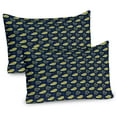thumbnail image 1 of Ambesonne Exotic Pillow Sham 2 Pack, Tropical Papaya and Branches, 36"x20", Indigo and Pale Green, 1 of 3