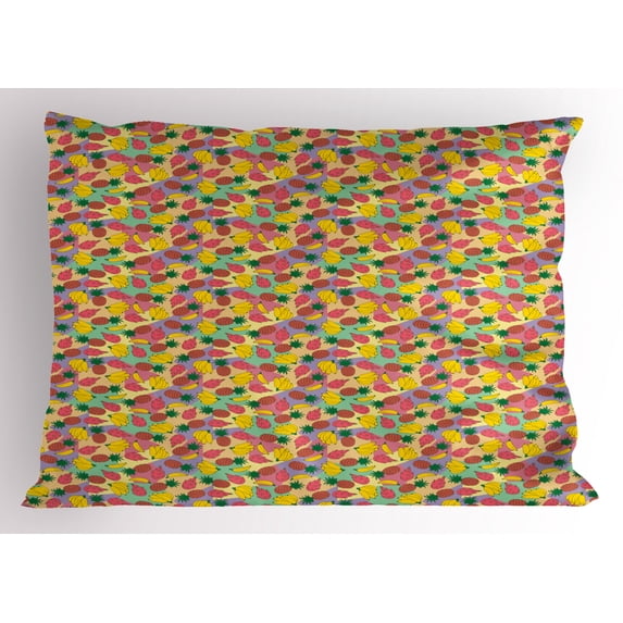 Ambesonne Exotic Pillow Sham, Exotic Fruits Paradise Items, 26" X 20", Multicolor