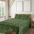 thumbnail image 1 of Ambesonne Exotic Print Fitted & Flat Sheet with Shams 4 Pcs Set, Asian Forest Leaves, Queen, Fern Green and Black, 1 of 1