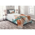 thumbnail image 1 of Ambesonne Exotic Quilted Bedspread Set 2 Pcs, Orchids Blossoms Floral, Twin Size, Orange and Teal, 1 of 5