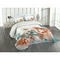 thumbnail image 1 of Ambesonne Exotic Quilted Bedspread Set 3 Pcs, Orchids Blossoms Floral, King Size, Orange and Teal, 1 of 5