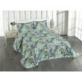 thumbnail image 1 of Ambesonne Exotic Quilted Coverlet 3 Pcs, Tropical Leaves Branches, Queen Size, Teal Apple Green Plum, 1 of 4