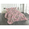 thumbnail image 1 of Ambesonne Exotic Quilted Coverlet 2 Pcs, Vintage Floral Ornament Wild, Twin Size, Pink and Sage Green, 1 of 4