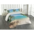 thumbnail image 1 of Ambesonne Exotic Quilted Coverlet 3 Pcs, Panoramic View Beach, King Size, Pale Brown Turquoise, 1 of 2