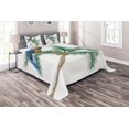 thumbnail image 1 of Ambesonne Exotic Quilted Coverlet 3 Pcs, Parrot Coconut Palms, King Size, White Brown Green, 1 of 2
