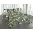 thumbnail image 1 of Ambesonne Exotic Quilted Coverlet 3 Pcs, Watercolor Bird Strelitzia, King Size, Olive Green Pale Rust, 1 of 4