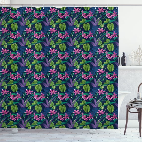 Ambesonne Exotic Shower Curtain, Brazilian Rainforest Summer, 69"Wx70"L, Multicolor