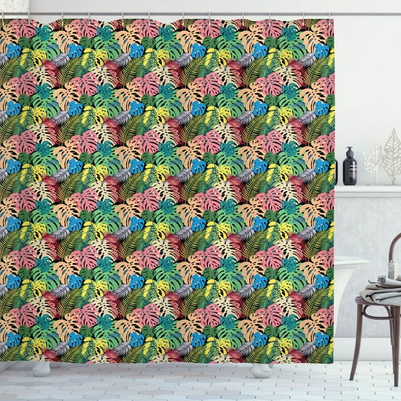 Ambesonne Exotic Shower Curtain, Rainbow Colored Hawaiian, 69"Wx75"L, Multicolor
