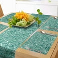 thumbnail image 1 of Ambesonne Exotic Table Runner & Placemats, Abstract Jumble Leaves Woods, Placemat 4 pcs + Runner 12"x90", Teal Mint Green White, 1 of 2