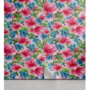 Ambesonne Exotic Themed Peel & Stick Wallpaper for Home, Chill Hibiscus Jungle, 13"x100", Hot Pink Lavender Blue