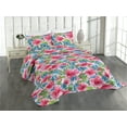 thumbnail image 1 of Ambesonne Exotic Themed Quilted Coverlet 3 Pcs, Chill Hibiscus Jungle, King Size, Hot Pink Lavender Blue, 1 of 4