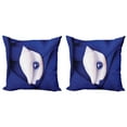 thumbnail image 1 of Ambesonne Exotic Throw Pillow Cover 2 Pack, Shell with Pearl Ocean, 18", Blue White, 1 of 7