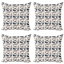 Ambesonne Exotic Throw Pillow Cover 4 Pack, Wild Tropical Sea Lion, 24", Cadet Blue Mauve