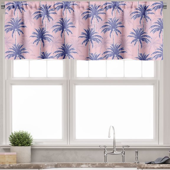 Ambesonne Exotic Valance Pack of 2, Abstract Jungle Palms Aloha, 42"X12", Rose and Multicolor
