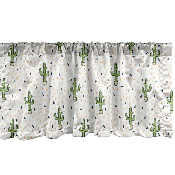 Ambesonne Exotic Window Valance, Cactus Plants in Pots, 54" X 12", Multicolor