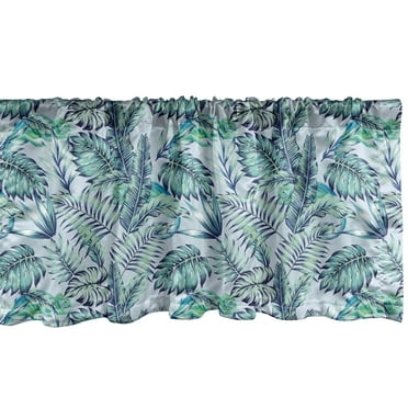 Ambesonne Exotic Window Valance, Chameleon on Tropic Leaves, 54" X 18", Pale Blue Seafoam