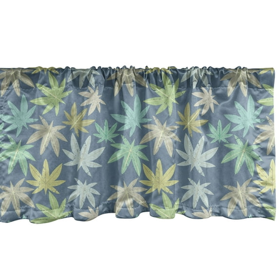 Ambesonne Exotic Window Valance, Continuous Nature Themed Pattern with Colorful Tropic Jungle Leaves, Curtain Valance for Kitchen Bedroom Decor with Rod Pocket, 54" X 18", Blue Grey and Multicolor