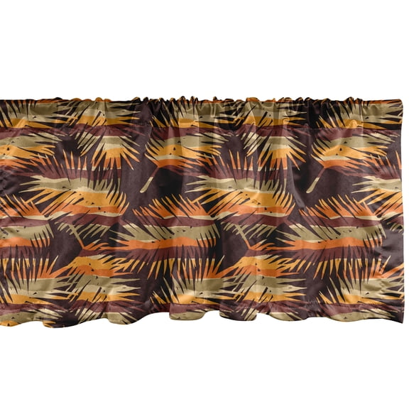 Ambesonne Exotic Window Valance, Earth Tones Summer Leaves, 42" x 12", Pale Maroon Orange Brown