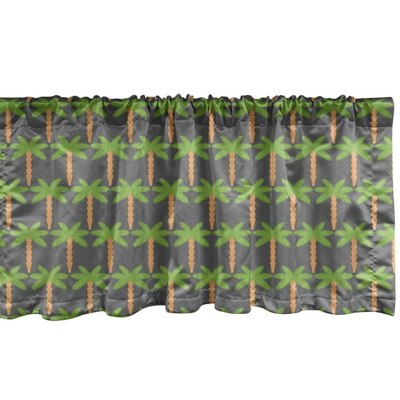 Ambesonne Exotic Window Valance, Hawaiian Jungle Palm Trees, 54" X 18", Grey Lime Green
