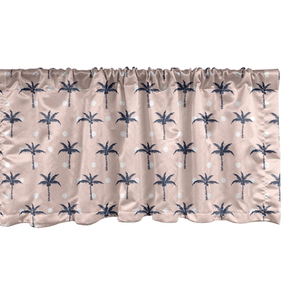Ambesonne Exotic Window Valance, Hawaiian Palm Trees Dots, 54" X 18", Blush Dark Slate Blue