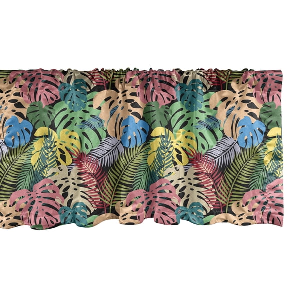 Ambesonne Exotic Window Valance, Rainbow Colored Hawaiian, 54" X 18", Multicolor