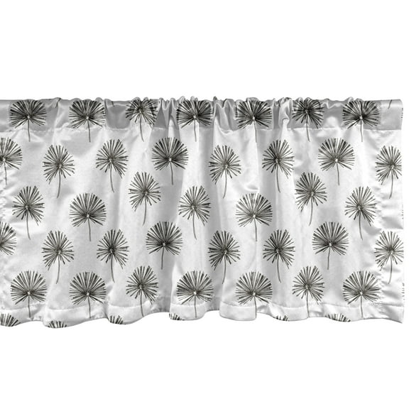 Ambesonne Exotic Window Valance, Repetitive Pattern with Tropic Botanical Jungle Leaves on Plain Backdrop, Curtain Valance for Kitchen Bedroom Decor with Rod Pocket, 54" X 12", Dark Taupe and White