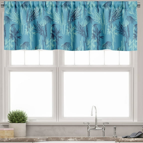 Ambesonne Exotic Window Valance, Tropical Branch Oceanic Tone, 54" X 12", Sky Blue and Seafoam