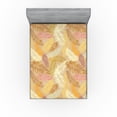 thumbnail image 1 of Ambesonne Exotics Fitted Sheet, Chill Leafy Silhouettes, Queen Size, Pastel Pink Mustard, 1 of 5