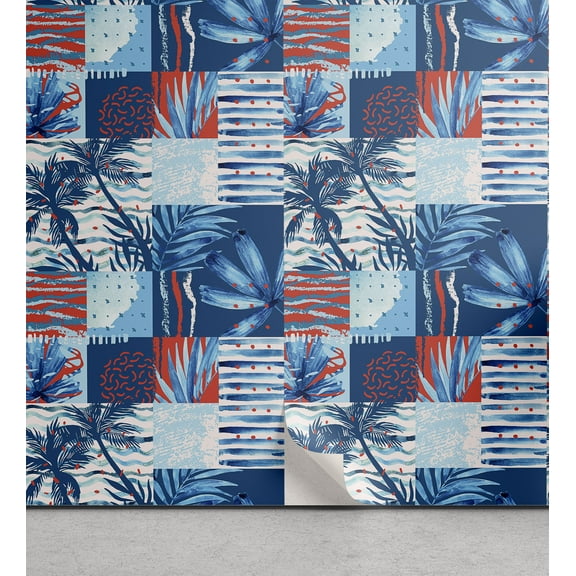 Ambesonne Exotics Peel & Stick Wallpaper for Home, Chill Hawaii Vibes Palm, 13"x36", Dark Lavender Dark Pink