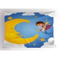thumbnail image 1 of Ambesonne Explore Pillow Sham, Cartoon Girl Flying, 26" X 20", Multicolor, 1 of 2