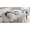 thumbnail image 1 of Ambesonne Explore Tablecloth Rectangular Table Cover, Hand Drawn Bunny Plane, 60"x84", Black and White, 1 of 3