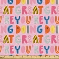 thumbnail image 1 of Ambesonne Expression Fabric by the Yard Upholstery, Positive Lettering Plot, 2 Yards, Multicolor and Pale Pink, 1 of 5
