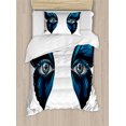 thumbnail image 1 of Ambesonne Eye Duvet Cover Sets, Realistic Female Butterfly, 2-Twin, Blue Black White, 1 of 4