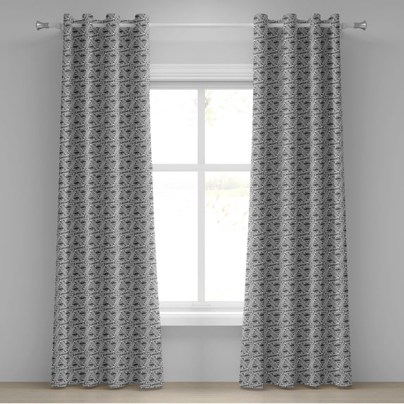 Ambesonne Eye Grommet Curtain, All Seeing Eye Pyramidal, 50" x 120", White and Black